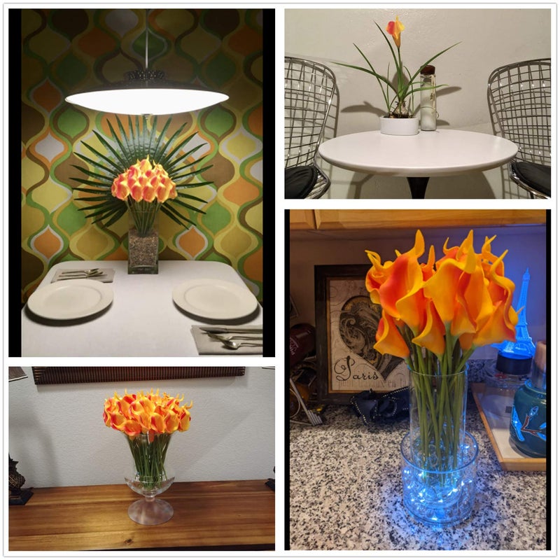 Crafjie 22pcs 13.4 Inch Orange Flowers Artificial Calla Lily Flowers  for Home Decor for Spring Flowers  Home Kitchen  Wedding Decorations  and centerpieces(Sunset) - Image 5