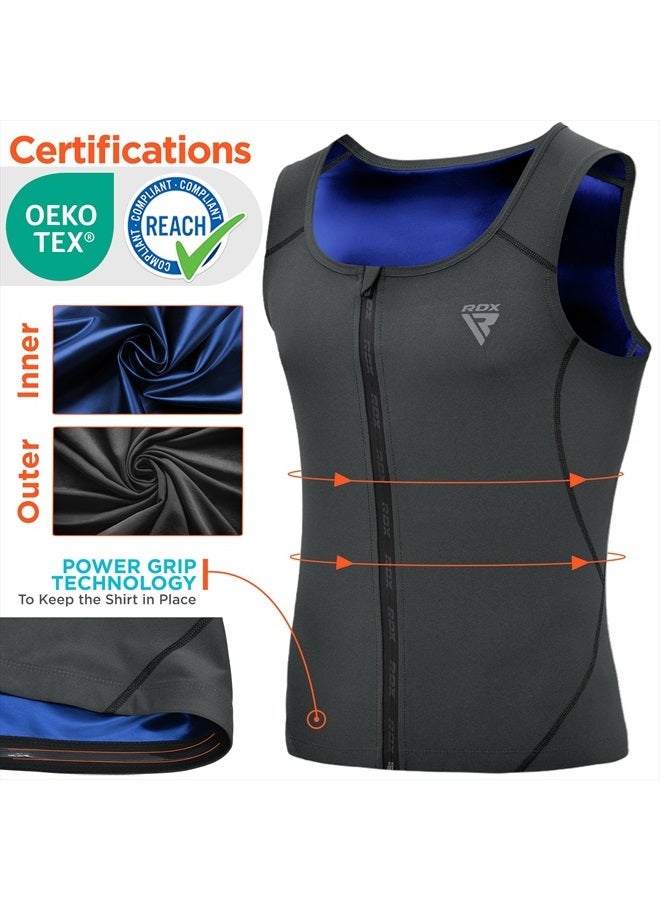 Rdx Men Sauna Vest, Sweat Workout Shirt, Waist Trainer, Corset, Compression Body Shaper Zipper and Seamless - Image 2