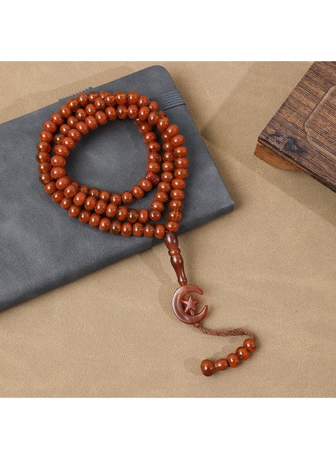 NIBEMINENT 99 Muslim Prayer Beads Deep khaki/9mm