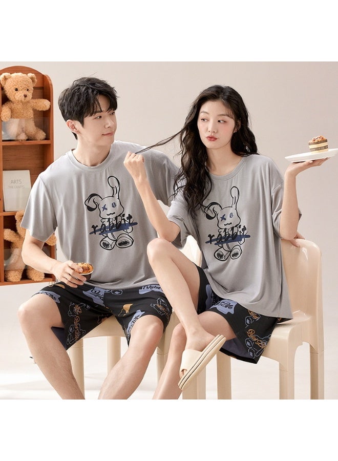 Sleepwear Couple Summer  Thin Chest Pads Home Loose Casual Soft Comfortable Stylish Simple - Image 1