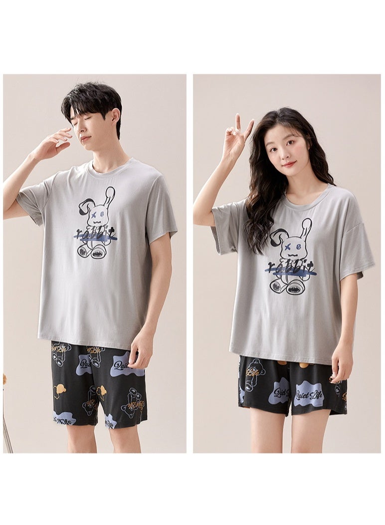 Sleepwear Couple Summer  Thin Chest Pads Home Loose Casual Soft Comfortable Stylish Simple - Image 2