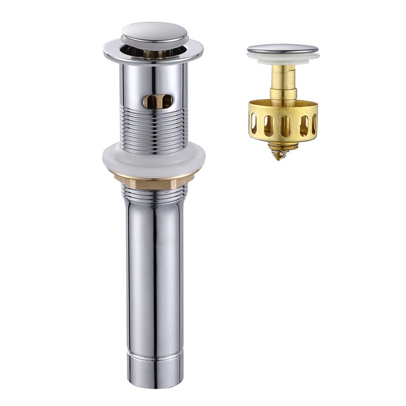 Pop up Sink Drain Stopper for Bathroom Vessel Vanity Sink Art Basin Chrome Small Cap with Overflow Metal Popup Drain Strainer with Detachable Basket Stopper