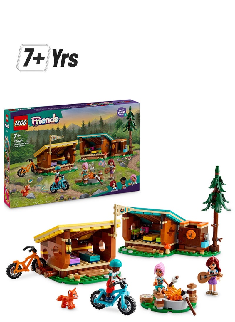 LEGO Friends Adventure Camp Cosy Cabins Camping Toy Set, Kids’ Nature Playset, Pretend Play For Girls And Boys Aged 7 Years And Over With 3 Mini-Doll Characters And A Fox (437 Pieces) 42624  - Image 1