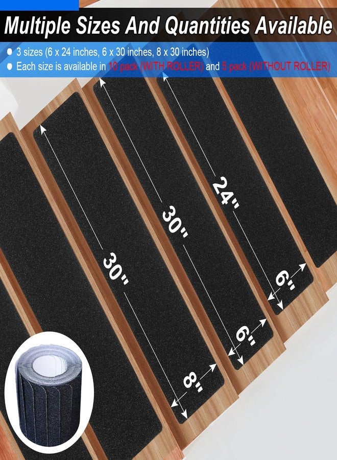 SMILOOL Outdoor Stair Treads Non-Slip Weather Resistant, 6" x 24" 5 Pack, Pre-Cut Anti Slip Step Strips, Waterproof Grip Tape for Stairs Steps Staircases, Black - Image 3