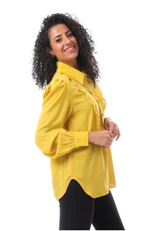 Puffy Sleeves Soft Georgette Blouse With Ruffle -Mustard - pzsku/Z3409E1DB4B10D483E504Z/45/_/1706962162/62cada7c-516a-47a6-bae6-b439941d1f25