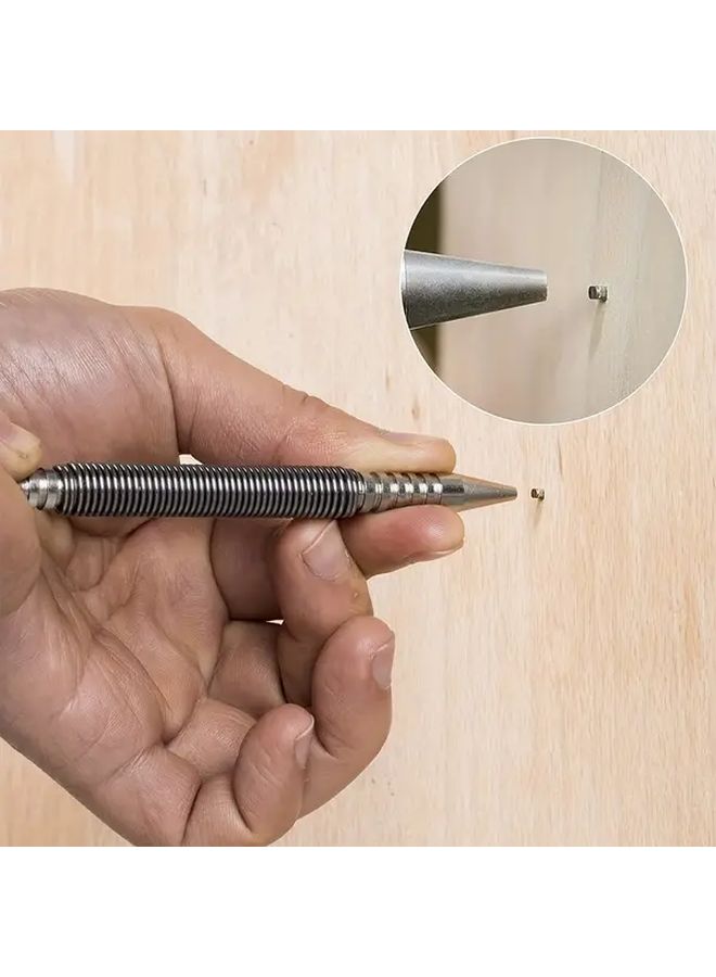 Spring Loaded Dual Head Nail Setter Punch Hammerless High Carbon Steel Tool - Image 1