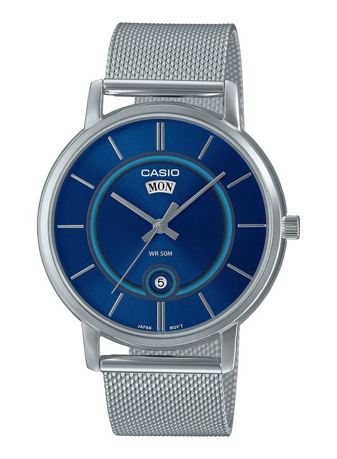 Casio Men Watch Analog Blue Dial Stainless Steel Mesh Band MTP-B120M-2AVDF.