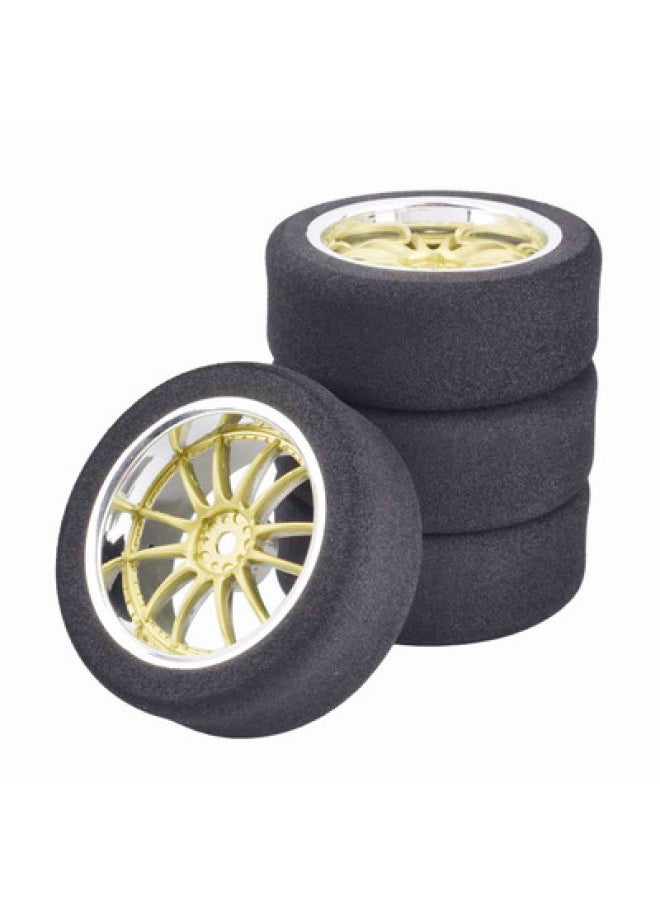 null - 1/10 Flat Running Sponge Tire Professional Racing Tire UnlimiteD HSP94123 Sakura D4 Tamiya TT02 ElectroplateD Wheel Hub-Color:Black - Image 1