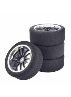 1/10 Flat Running Sponge Tire Professional Racing Tire UnlimiteD HSP94123 Sakura D4 Tamiya TT02 ElectroplateD Wheel Hub-Color:Black
