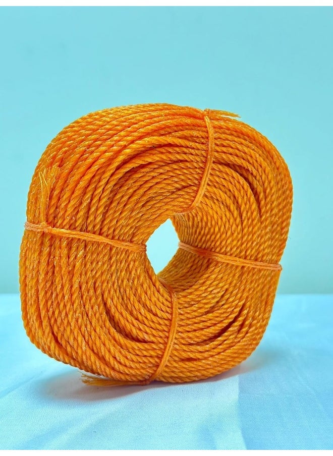 Biella Biellaâ„¢ 3mm Polyester Nylon Rope Solid Braided Twisted Ropes, 55mtr Durable And Strong All Purpose Twine Cord Rope String Thread Cord. (ORANGE)  - Image 1