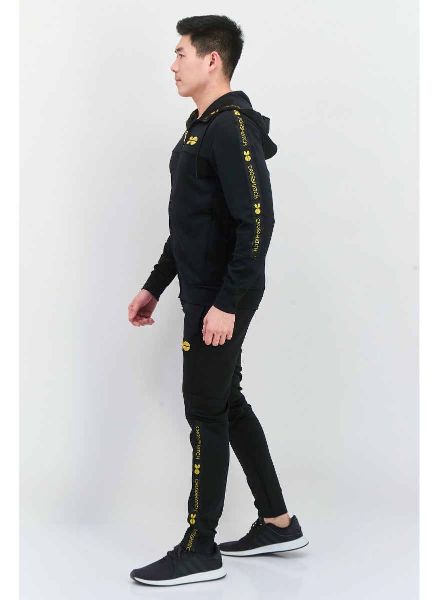 CROSSHATCH Men Sportswear Fit Long Sleeve Training Tracksuits, Black  - Image 3