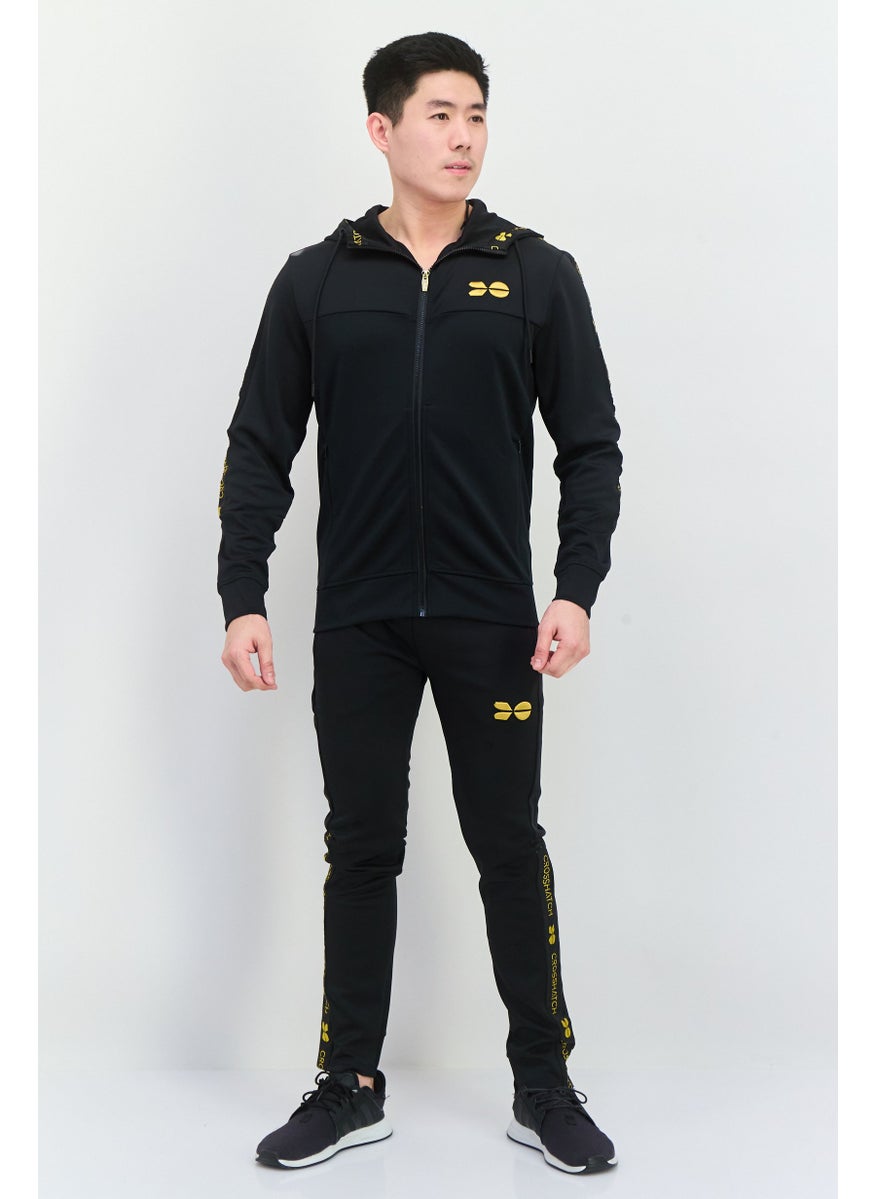 CROSSHATCH Men Sportswear Fit Long Sleeve Training Tracksuits, Black  - Image 1