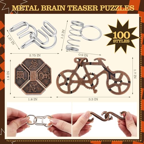 Yilloog 100 Styles Metal Brain Teaser Puzzles Gifts for Christmas Bulk for Adults Difficult Magic Puzzles Highly Hard Brain Games Iq Logic Test Disentanglement Game for Classroom Mind Challenge - Image 5