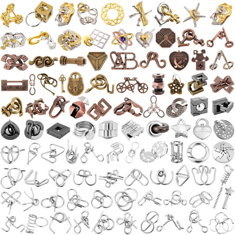 Yilloog 100 Styles Metal Brain Teaser Puzzles Gifts for Christmas Bulk for Adults Difficult Magic Puzzles Highly Hard Brain Games Iq Logic Test Disentanglement Game for Classroom Mind Challenge - Image 3