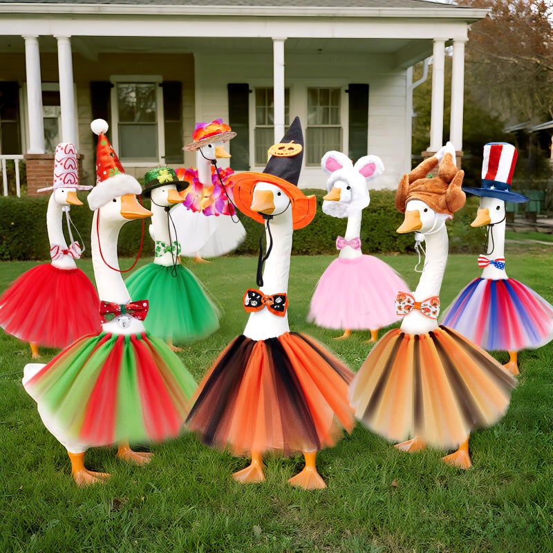 Bafeil Porch Goose Outfits, 8 Set Holiday Porch Goose Clothes for 17/23 inch Lawn Geese Valentine St Patricks Easter 4th of July Summer Halloween All Seasonal Patio Yard Garden Goose Statue Decor - Image 3
