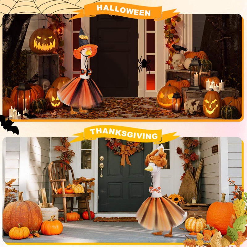 Bafeil Porch Goose Outfits, 8 Set Holiday Porch Goose Clothes for 17/23 inch Lawn Geese Valentine St Patricks Easter 4th of July Summer Halloween All Seasonal Patio Yard Garden Goose Statue Decor - Image 4