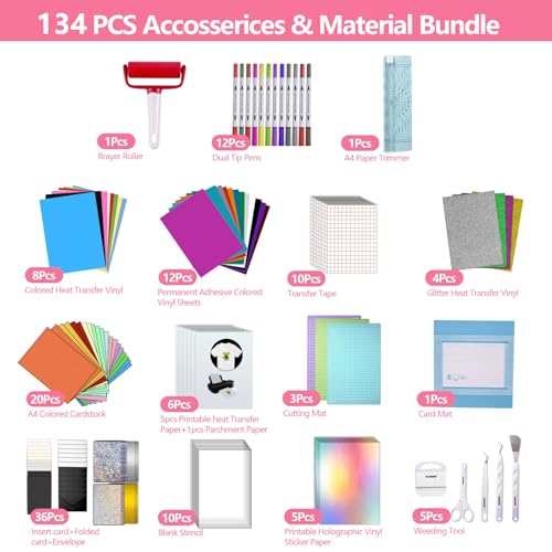 HAWERSI All-in-One Ultimate Accessories Bundle for Cricut Joy Xtra Machine,134pcs Starter Kit with 8.5in x 12in Xtra Size Tools,Supplies and Everything Material You Need for Beginners,Professionals - Image 2