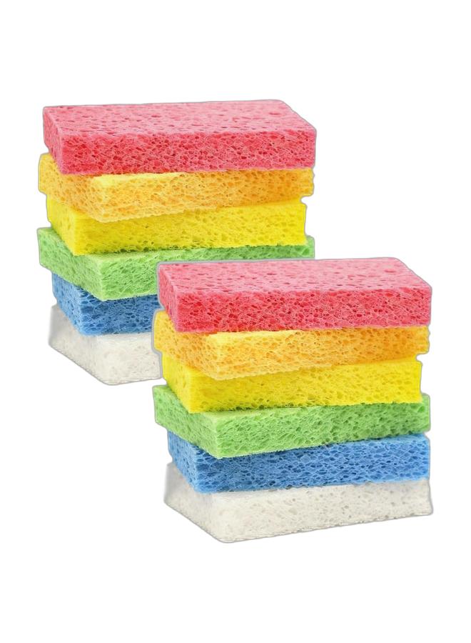 Cellulose Kitchen Sponge 12 Pack Heavy Duty Scrub Sponge Scratch Free Biodegradable Cleaning Sponge for Dishes Cookware Countertops - Image 1
