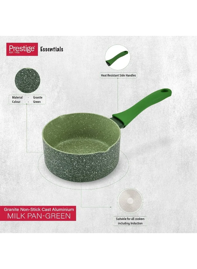 Prestige Prestige Essentials Granite Non-Stick Milk Pan - Cast Aluminium Cookware With Induction Base, PFOA & - Green, 16cm Green