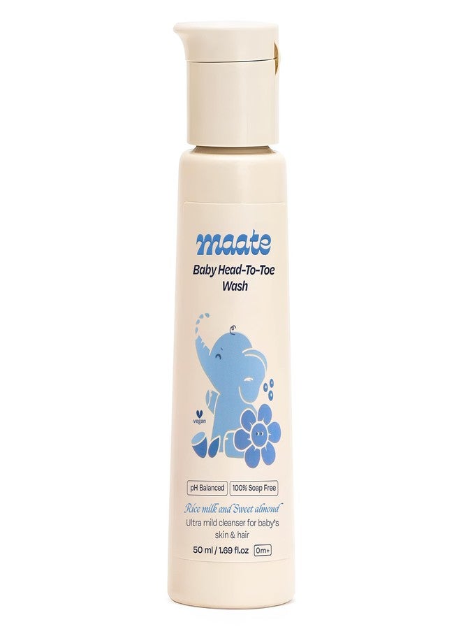 Maate Baby Head to Toe Wash 50 ml | Baby Hair & Body Wash for Bath | Aloe Vera, Almond Oil, Rice Milk & Calendula | Gentle, Soap & Tear Free, pH Balanced Cleanser | For Newborns, Infants & Babies 0m+ - Image 1
