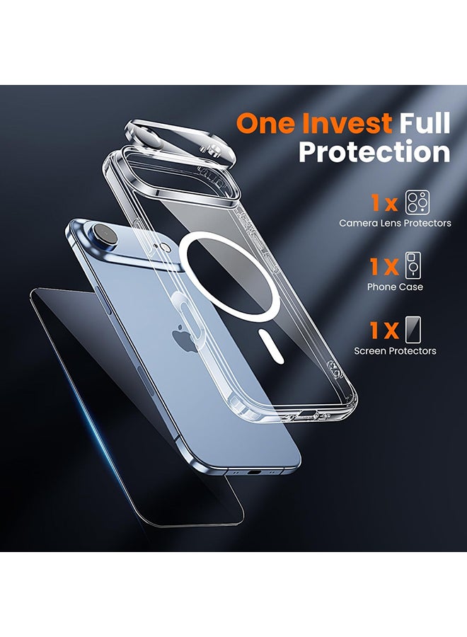 O Ozone (3 in 1) Magnetic Case Compatible with iPhone Air Cover with Front Tempered Glass Screen Protector & Camera Lens Protector & Anti-Yellowing Shockproof Cover - Image 2
