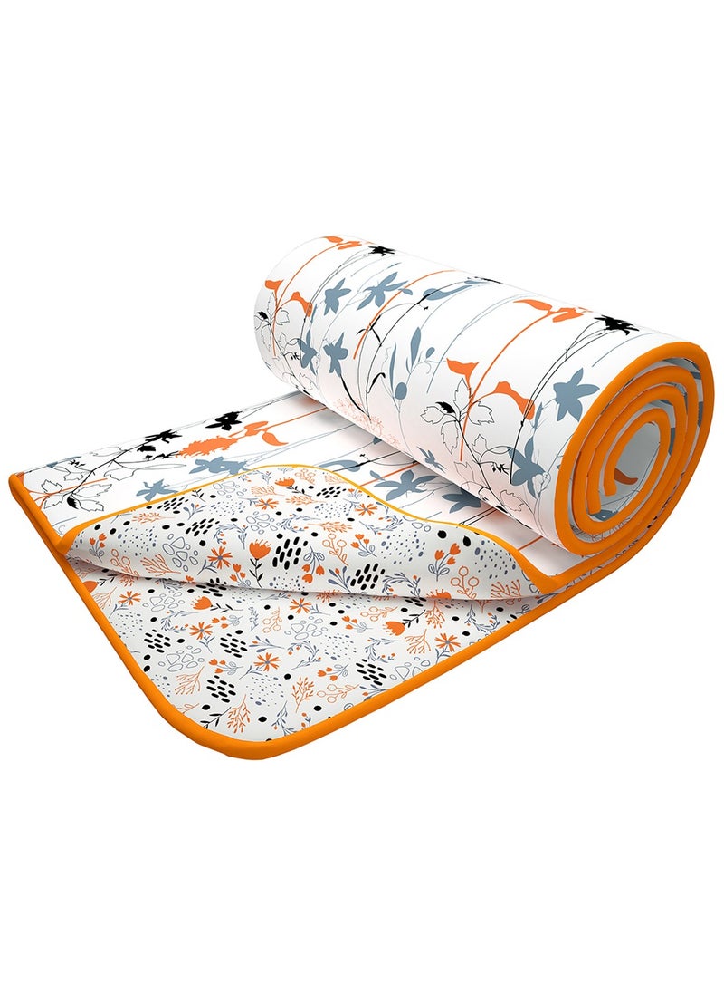 Story@Home Story@Home Dohar Blanket Double Bed | 100% Cotton Blanket | 150GSM Quilt | 225 x240 cm Reversible Dohar | Soft & Cozy AC Dohar Double Bed | Grey & Yellow | Floral Design Duvet  - Image 3