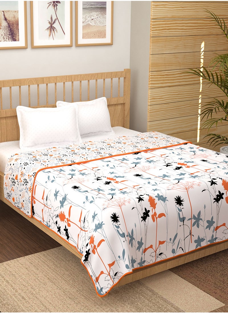 Story@Home Story@Home Dohar Blanket Double Bed | 100% Cotton Blanket | 150GSM Quilt | 225 x240 cm Reversible Dohar | Soft & Cozy AC Dohar Double Bed | Grey & Yellow | Floral Design Duvet  - Image 1