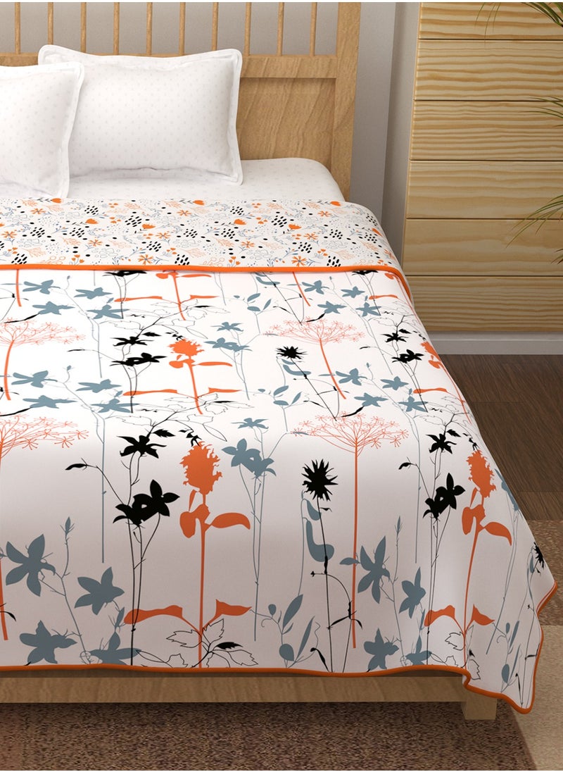 Story@Home Story@Home Dohar Blanket Double Bed | 100% Cotton Blanket | 150GSM Quilt | 225 x240 cm Reversible Dohar | Soft & Cozy AC Dohar Double Bed | Grey & Yellow | Floral Design Duvet  - Image 2