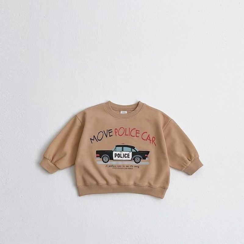 Korean Style Ins Round Neck Cartoon Sweater Car Train Excavator Printed Men'S And Women'S Baby Terry Top - Image 5