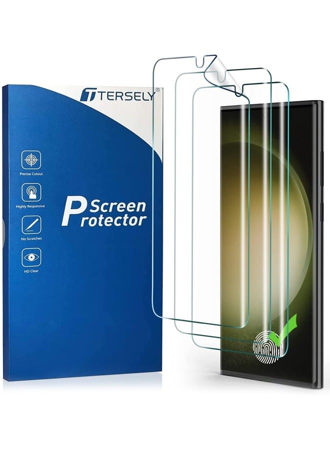 Tersely 【3 Pack】Screen Protector for Samsung Galaxy S23 Ultra (6.8 inch), Support Fingerprint Unlock Full Cover HYDROGEL Aqua Screen Protector Curved for Samsung Galaxy S23 Ultra 6.8 inch - Image 1