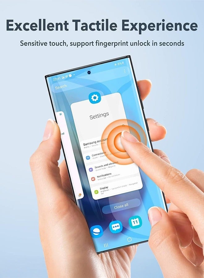 Tersely 【3 Pack】Screen Protector for Samsung Galaxy S23 Ultra (6.8 inch), Support Fingerprint Unlock Full Cover HYDROGEL Aqua Screen Protector Curved for Samsung Galaxy S23 Ultra 6.8 inch - Image 5