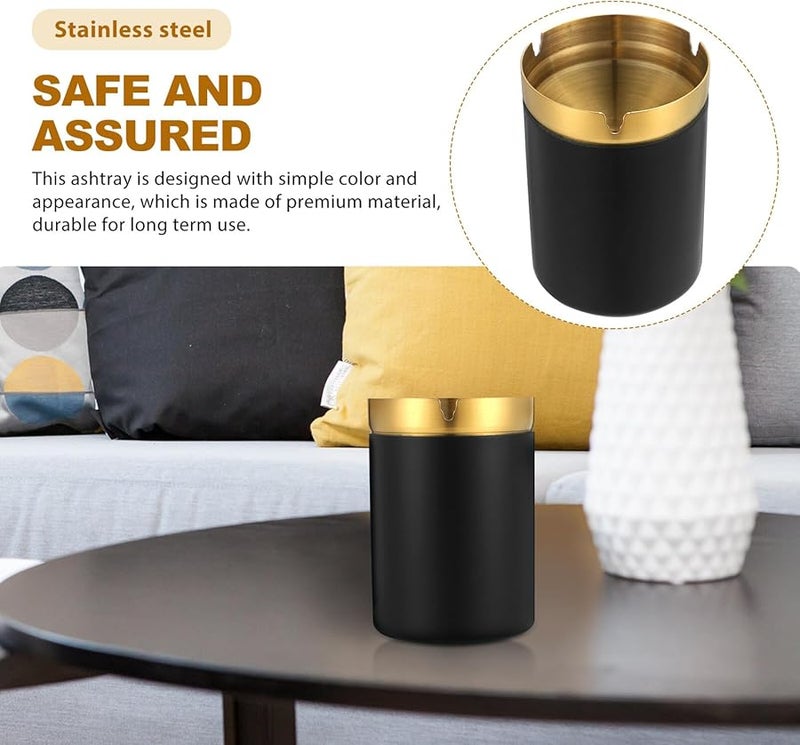 منفضة سجائر من الفولاذ المقاوم للصدأ بغطاء حاوية رماد مقاومة للرياح للاستخدام الداخلي في المنزل والمكتب - Image 4