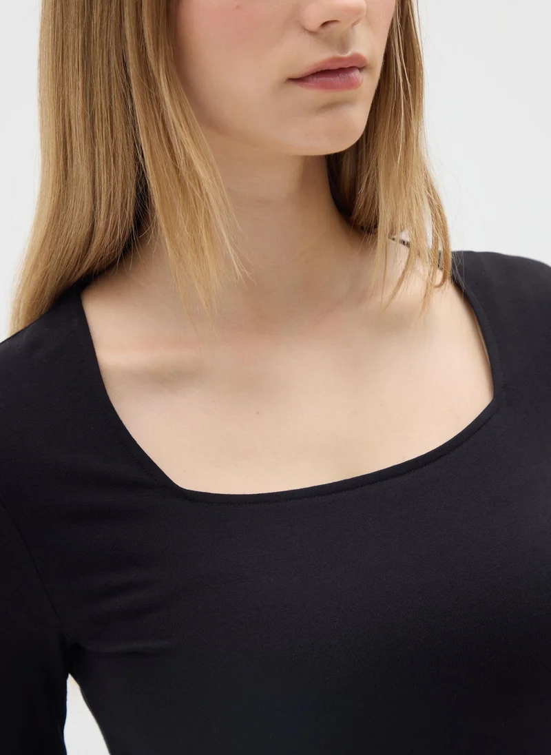 Ovs  OVS Black Stretch Viscose Jersey Regular Fit for Women | Best Price UAE
