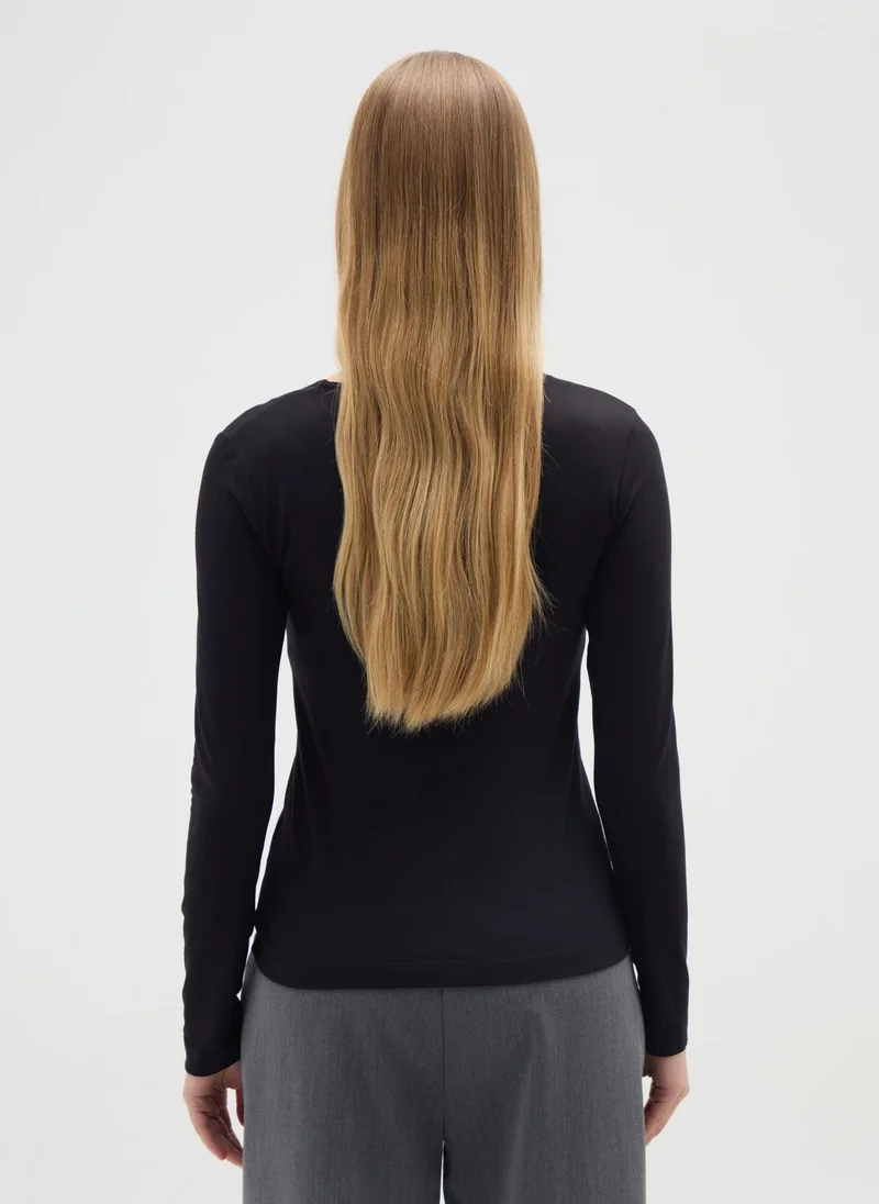 Ovs  OVS Black Stretch Viscose Jersey Regular Fit for Women | Best Price UAE