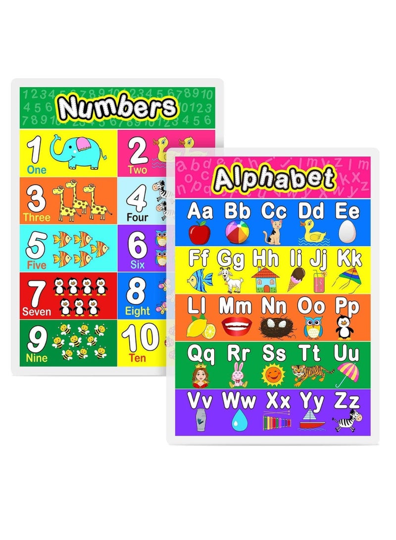 SYOSI Laminated Preschool Poster for Toddlers and Kids, 2 Pieces Full Laminated Posters Alphabet, Number 1-10 for Nursery Homeschool Kindergarten Classroom, 28 x 40cm - Image 1