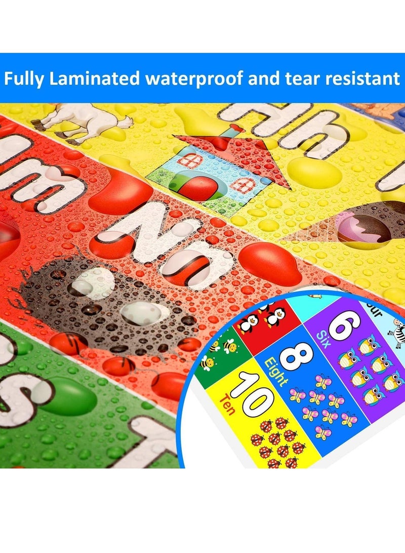 SYOSI Laminated Preschool Poster for Toddlers and Kids, 2 Pieces Full Laminated Posters Alphabet, Number 1-10 for Nursery Homeschool Kindergarten Classroom, 28 x 40cm - Image 4