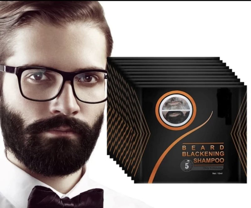 Black Beard Coloring for Men Instant Darkening Shampoo for Beard Mustache Sideburns and Facial Hair 10 Pack