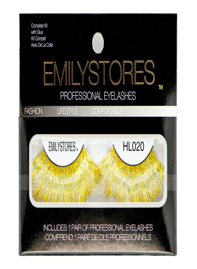 EMILYSTORES Shiny Halloween Lashes Strip Long Thick for Women Cosplay Fancy Ball Costume Faux Eyelashes 1 Pair, Shiny Golden Color - Image 2