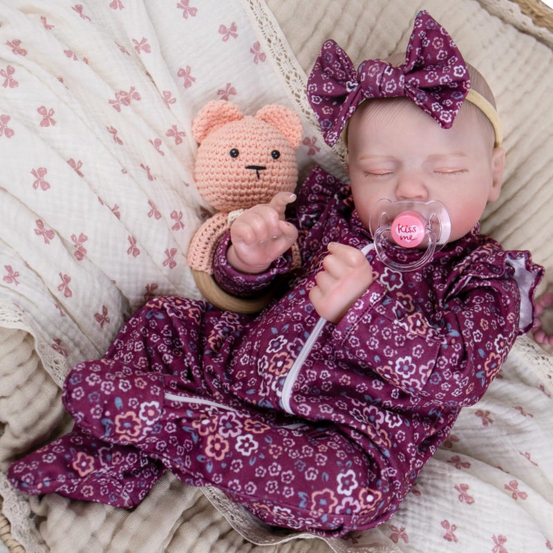 Aori 20 Inch Lifelike Reborn Baby Dolls Realistic Weighted Newborn Sleeping Girl with Outfit Soft Body Real Looking Baby Doll for Girls Age 3 Pretend Play Adoption Day Collectible - Image 3