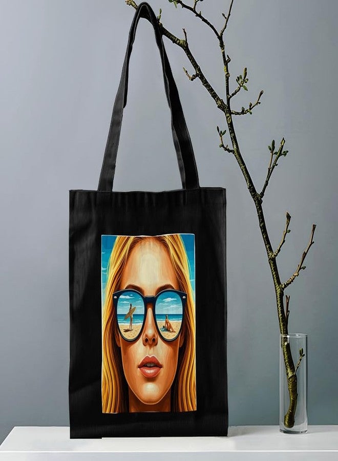 PrintingZone Canvas Tote Bag Aesthetic Reusable Cotton Bags for Women Ladies Girls for School, College, Office, Travel Large Printed Design Eco-Friendly Shopping Bag for Everyday Use(BTB-82)(BTB-82) - Image 2