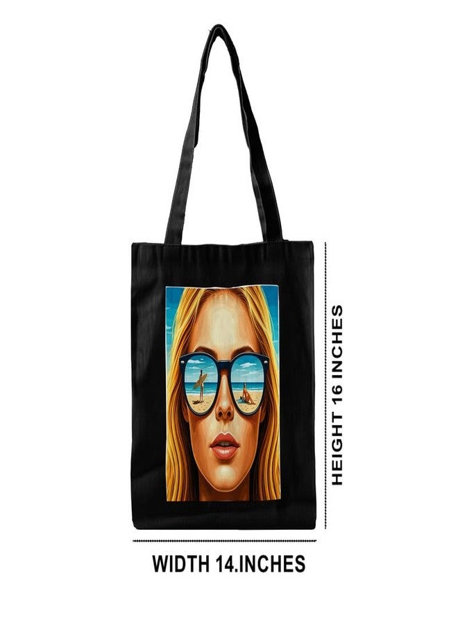 PrintingZone Canvas Tote Bag Aesthetic Reusable Cotton Bags for Women Ladies Girls for School, College, Office, Travel Large Printed Design Eco-Friendly Shopping Bag for Everyday Use(BTB-82)(BTB-82) - Image 5
