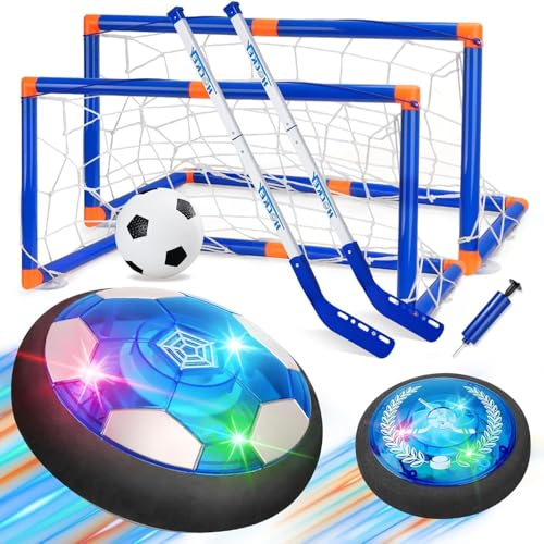 Nazano 3in1 Hover Soccer Ball Kids Toddler Hockey Set with LED LightsIndoor Outdoor Toys for Kids Soccer Gift for Boys 68 812 BirthdayKids Boys Girls Age 6 7 8 9 10 11 12 - Image 1