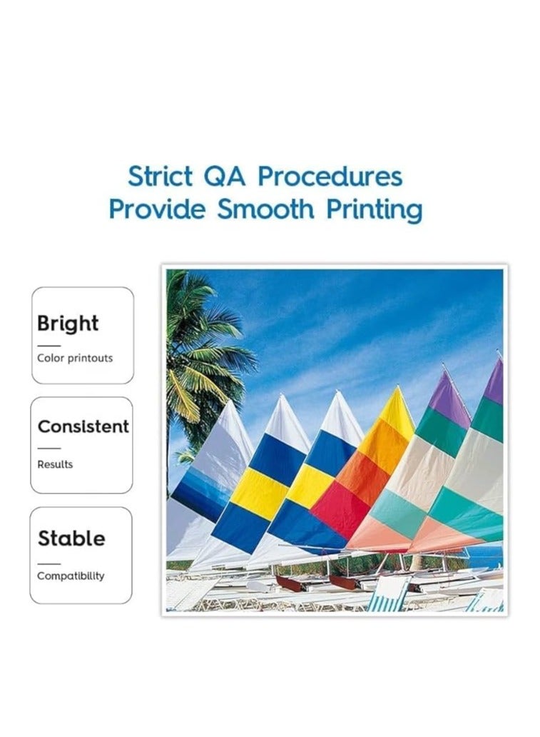 حبر متوافق مع طابعة كانون لطراز PIXMA G3400، G2400، G1400، G4400، G4410، G3410، G2410، G1410، G3411، G2411، G1411، G4411 (عبوة 4 - أسود، أزرق، أرجواني، أصفر) - Image 2