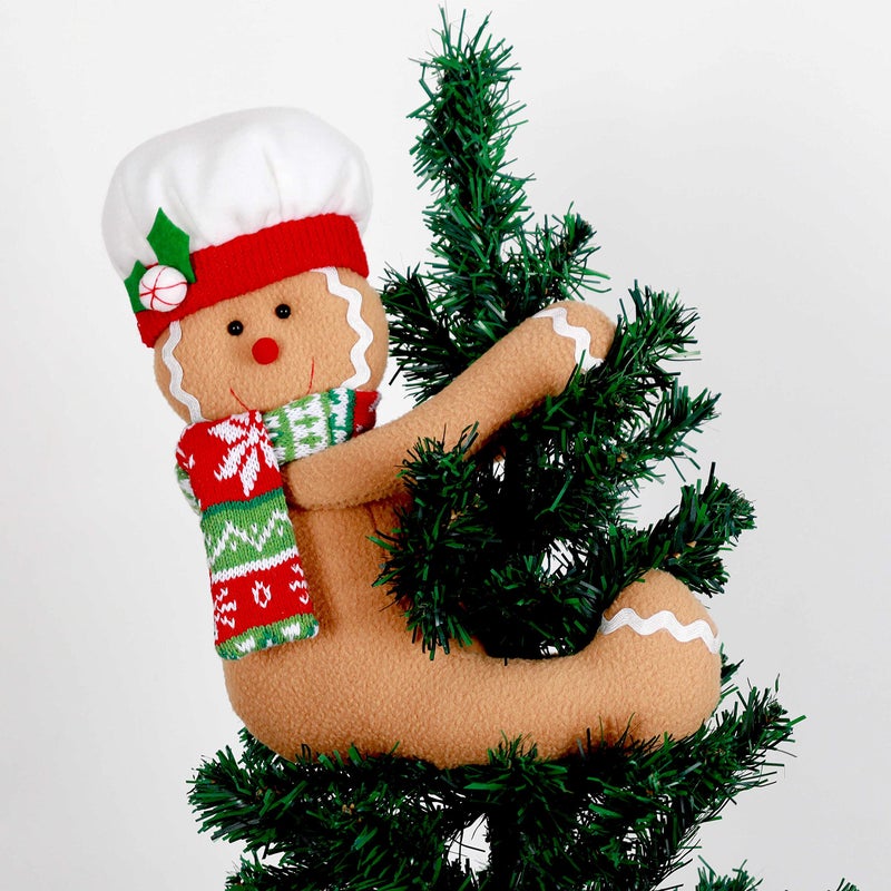 Gingerbread Man Christmas Tree Topper DecorationsUnique Funny Xmas Plush Stuffed Gingerbread Hugger Decor for Christmas Tree Wine Bottle Curtain OrnamentsGinger White Red Green