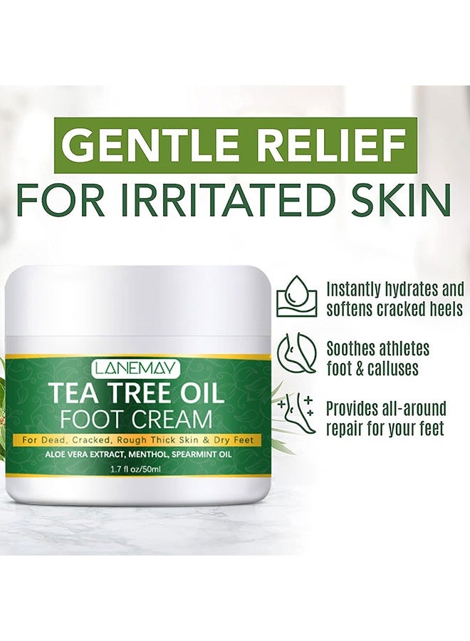 لينماي كريم القدم بزيت شجرة الشاي ، يقشر بشكل فعال ، يرطب بعمق ، كريم للعناية بترطيب القدم لتحسين حالة بشرة القدم ، للبشرة الخشنة / السميكة / الجافة المتشققة 50 جرام - Image 2