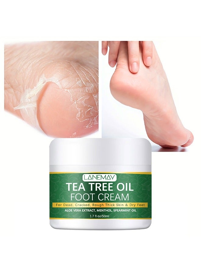 لينماي كريم القدم بزيت شجرة الشاي ، يقشر بشكل فعال ، يرطب بعمق ، كريم للعناية بترطيب القدم لتحسين حالة بشرة القدم ، للبشرة الخشنة / السميكة / الجافة المتشققة 50 جرام - Image 1