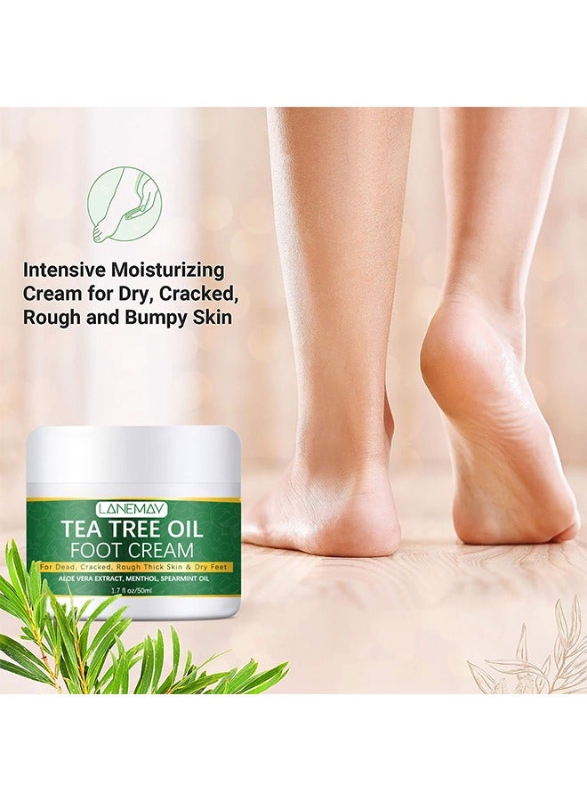 لينماي كريم القدم بزيت شجرة الشاي ، يقشر بشكل فعال ، يرطب بعمق ، كريم للعناية بترطيب القدم لتحسين حالة بشرة القدم ، للبشرة الخشنة / السميكة / الجافة المتشققة 50 جرام - Image 5