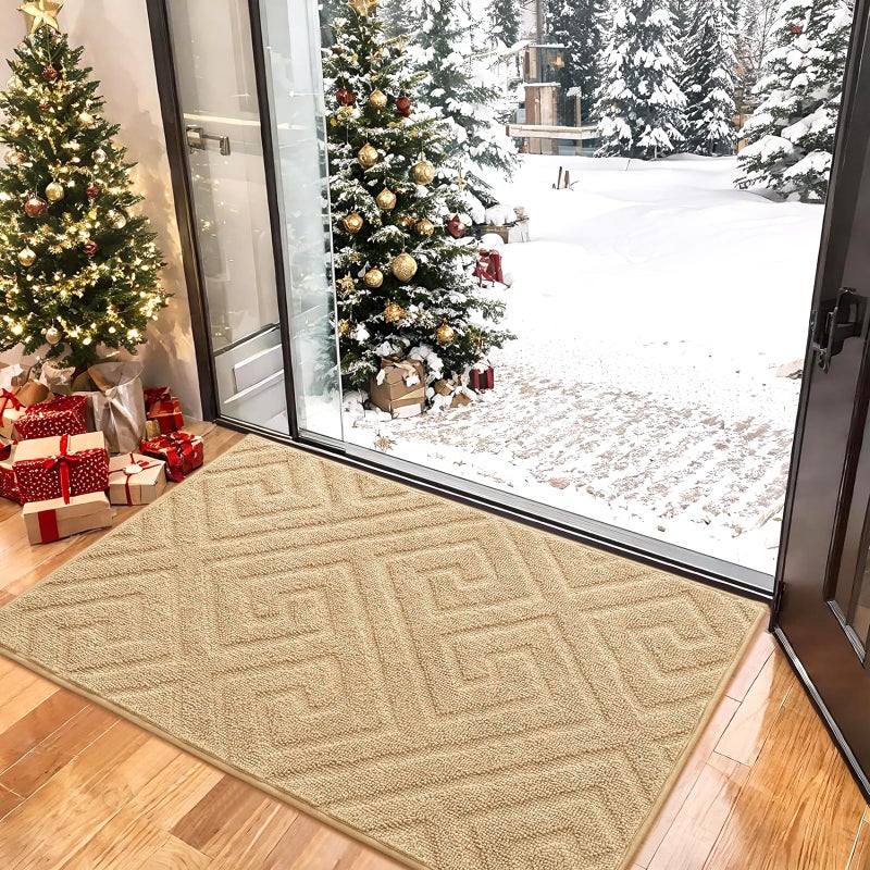 Arogan قابلة للغسل مقصورة الباب الداخلي مدخل سجاد دخول منخفضة للداخل للمنزل الدعم المطاط الماص موحلة الحذاء الأوساخ ممسحة للدخول إلى الباب الأمامي الخلفي (24 × 36 بوصة) البيج) - Image 3