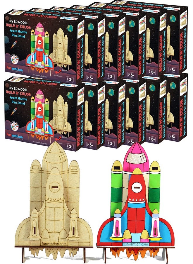 فنفينشين مكوك فضاء من فنفنشن - نموذج تلوين ثلاثي الأبعاد (عبوة من 12 قطعة) - منظم مكتب وحامل أقلام - لعبة ألغاز ثلاثية الأبعاد لتعلم العلوم والرياضيات والهندسة والتكنولوجيا - مجموعة فنية وتلوين ورسم للأطفال - هدية عيد ميلاد، عبوة حفلات للأطفال - Image 1