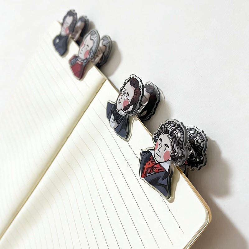 Set Of 4 Acrylic Music Score Clips Transparent Page Holders For Piano Guitar And Classical Music Lovers Creatively Designed Stationery Mini Clips Page Organizer - Image 5